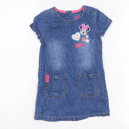 Disney Girls Blue Minnie Mouse Shirt Dress - 18-24 Months