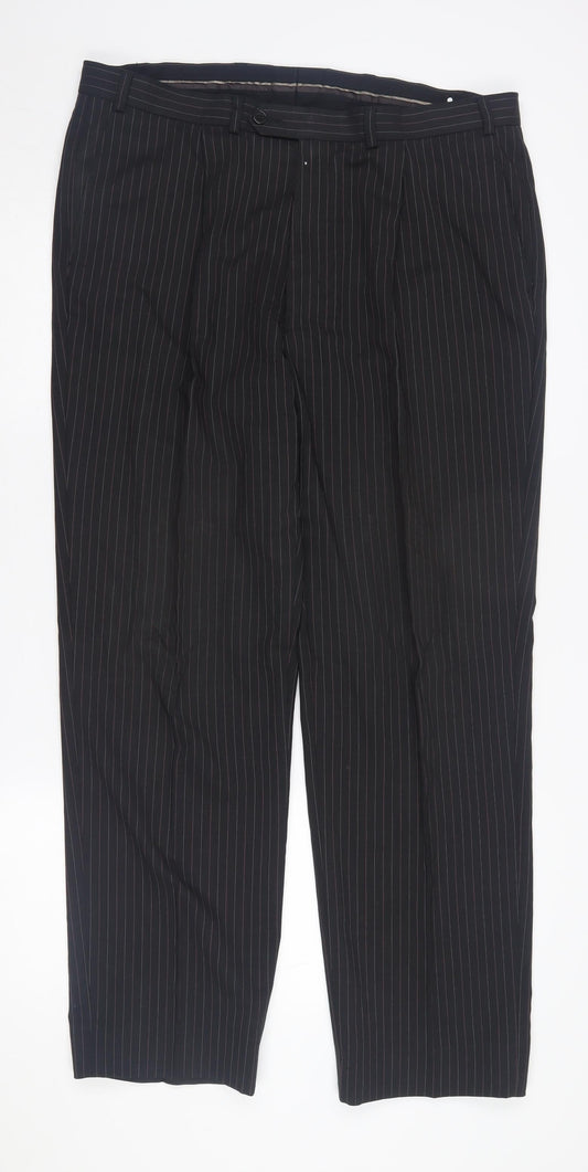 Impressions Men's Black Pinstripe Dress Pants 38/31