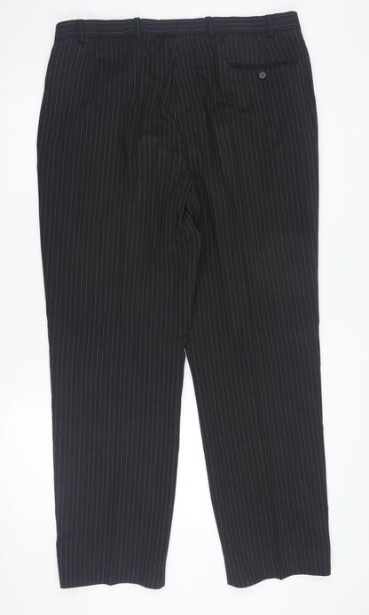 Impressions Men's Black Pinstripe Dress Pants 38/31