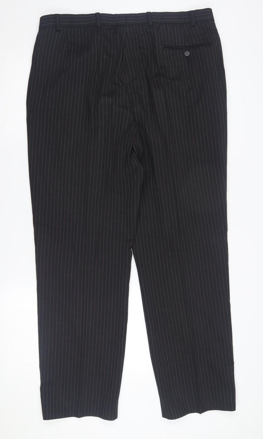 Impressions Men's Black Pinstripe Dress Pants 38/31