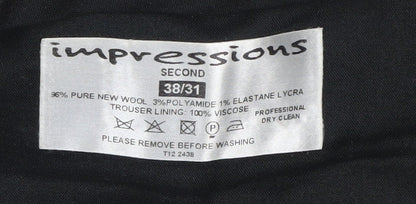 Impressions Men's Black Pinstripe Dress Pants 38/31