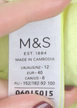 Womens UK Size 12 Marks and Spencer Yellow Basic T-Shirt