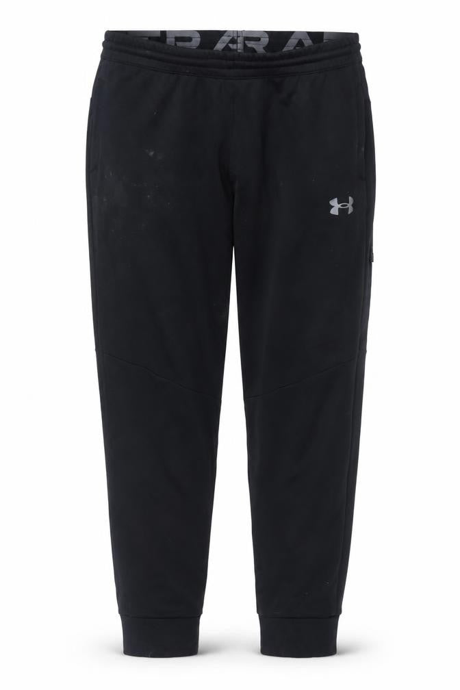 Front view of Under Armour boys’ black xl jogger trousers
