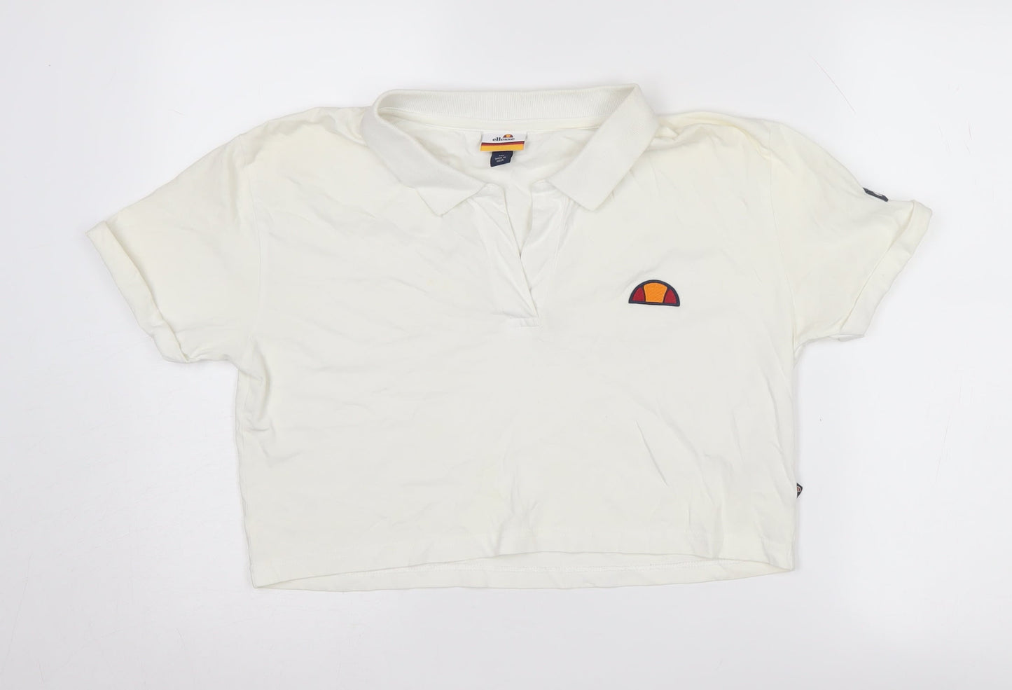Womens UK Size 10 ellesse White Cropped Polo