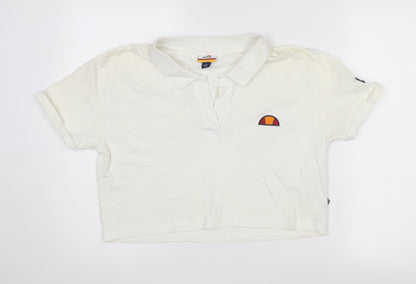 Womens UK Size 10 ellesse White Cropped Polo