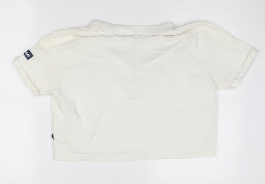 Womens UK Size 10 ellesse White Cropped Polo