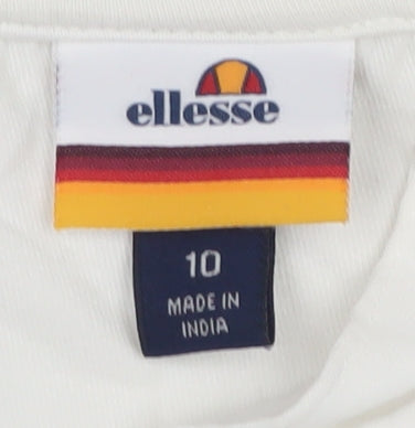 Womens UK Size 10 ellesse White Cropped Polo