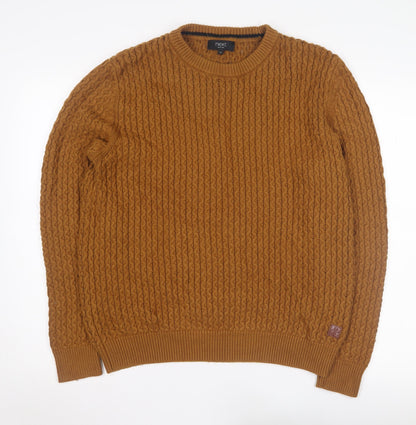 Next Men's Brown Cable-Knit Pullover Jumper, Size M
