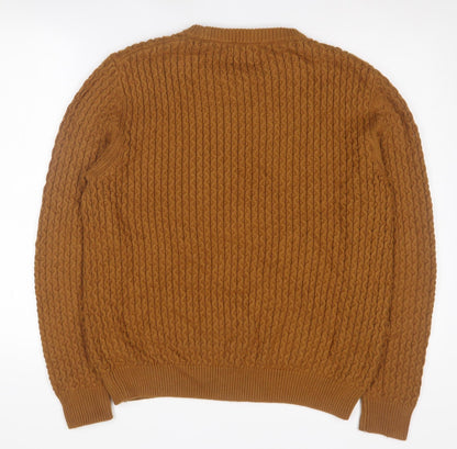 Next Men's Brown Cable-Knit Pullover Jumper, Size M