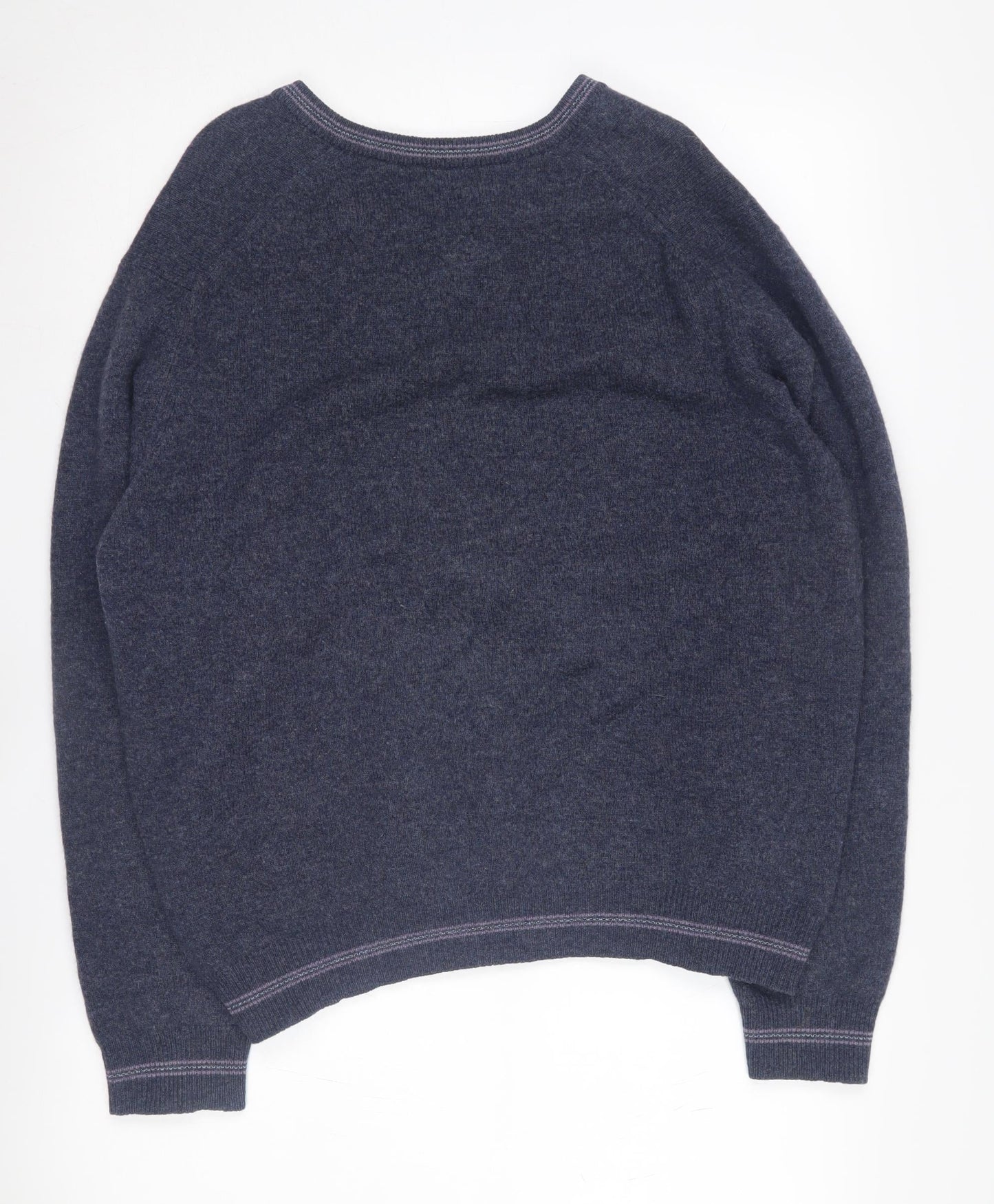 Lyle & Scott Men's Blue Wool V-Neck Jumper L