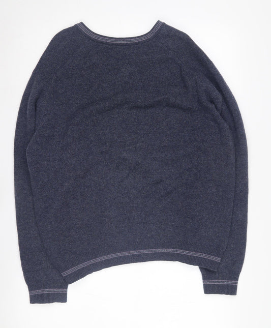 Lyle & Scott Men's Blue Wool V-Neck Jumper L