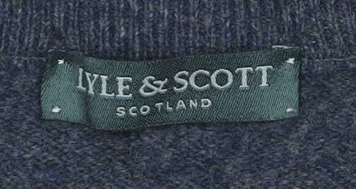 Lyle & Scott Men's Blue Wool V-Neck Jumper L