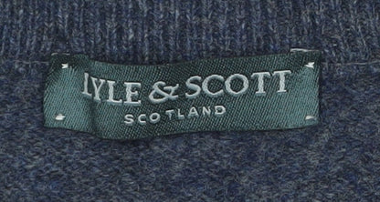 Lyle & Scott Men's Blue Wool V-Neck Jumper L