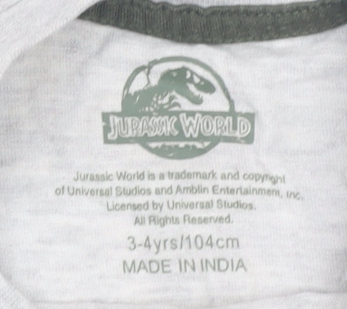 Jurassic World Boys Grey T-Shirt, 3-4Y, Cotton Graphic Print