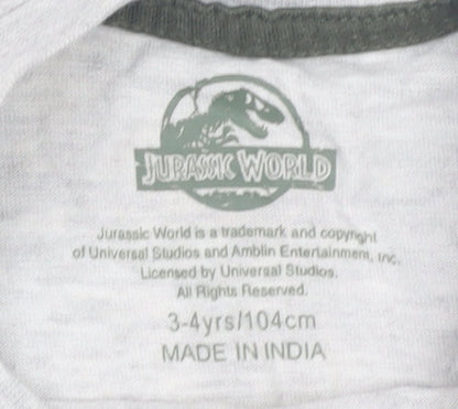 Jurassic World Boys Grey T-Shirt, 3-4Y, Cotton Graphic Print