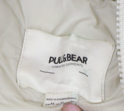 Pull&Bear Women's Ivory Puffer Waistcoat M Casual Zip