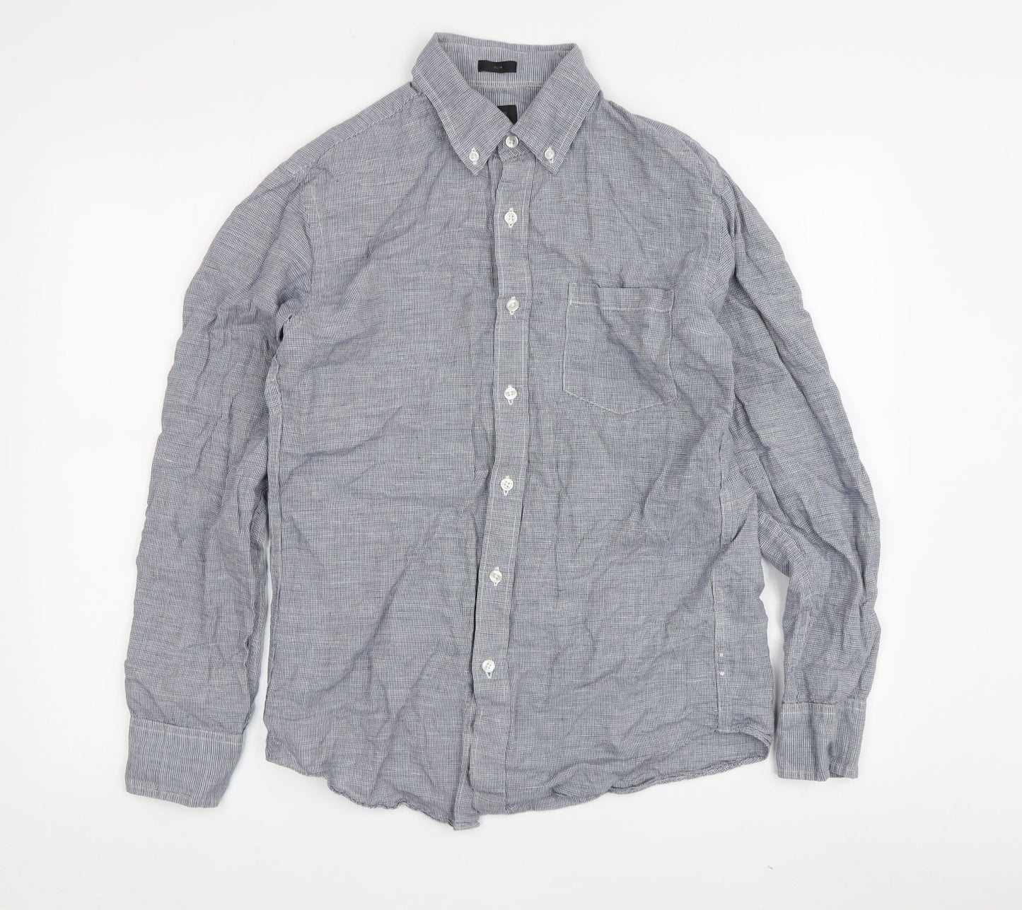 J.Crew Men's Slim Blue Long Sleeve Button-Up Shirt S