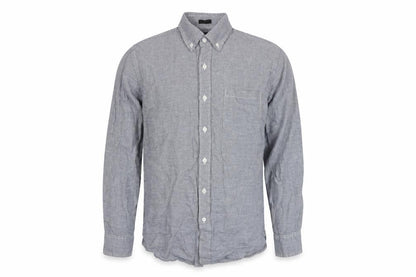 Front view of J.Crew Men's Slim Blue Long Sleeve Button-Up Shirt S