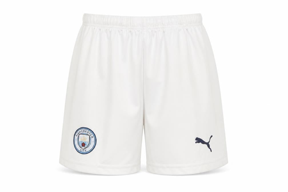 Front view of boys’ white athletic football shorts, size 164