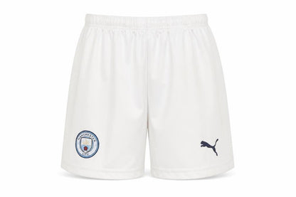 Front view of boys’ white athletic football shorts, size 164