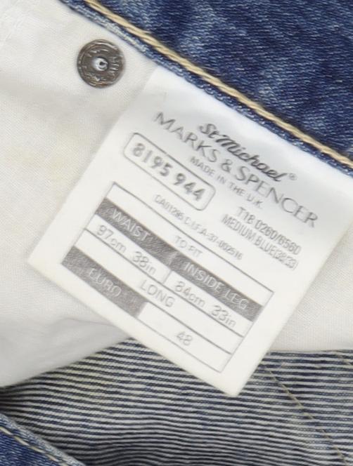 Marks & Spencer Men's Blue Straight Jeans Size 38