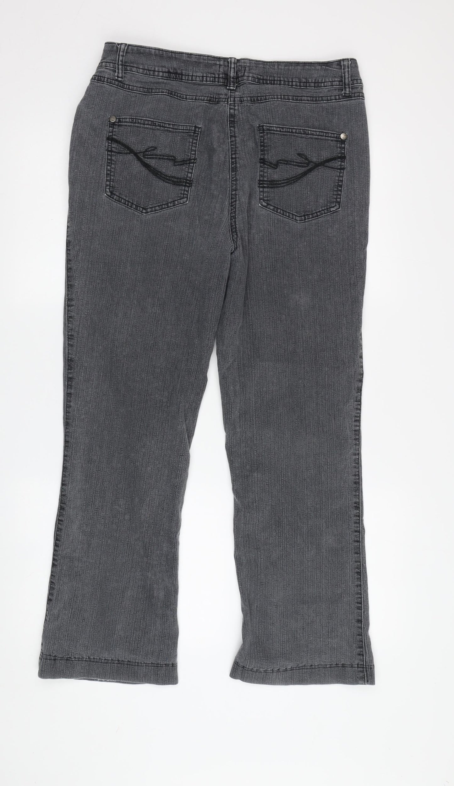 M&Co. Women's Grey Jeans Size 14 Embroidered Dark Wash