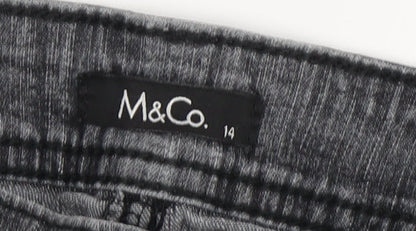 M&Co. Women's Grey Jeans Size 14 Embroidered Dark Wash