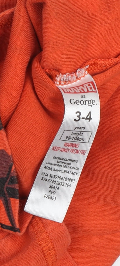 George Boys Red Marvel Pyjama Top, Size 3-4, Superhero Design