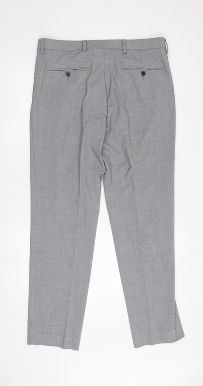 Marks and Spencer Men's Grey Slim Fit Trousers