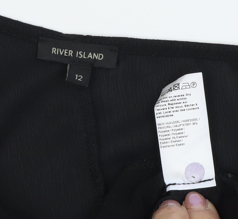Womens UK Size 12 River Island Black Basic Blouse