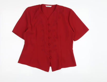 Womens UK Size 12 Berkertex Red Basic Blouse