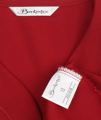 Womens UK Size 12 Berkertex Red Basic Blouse