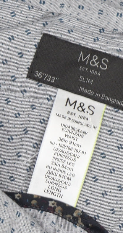 Marks and Spencer Men's Black Check Trousers Size 36