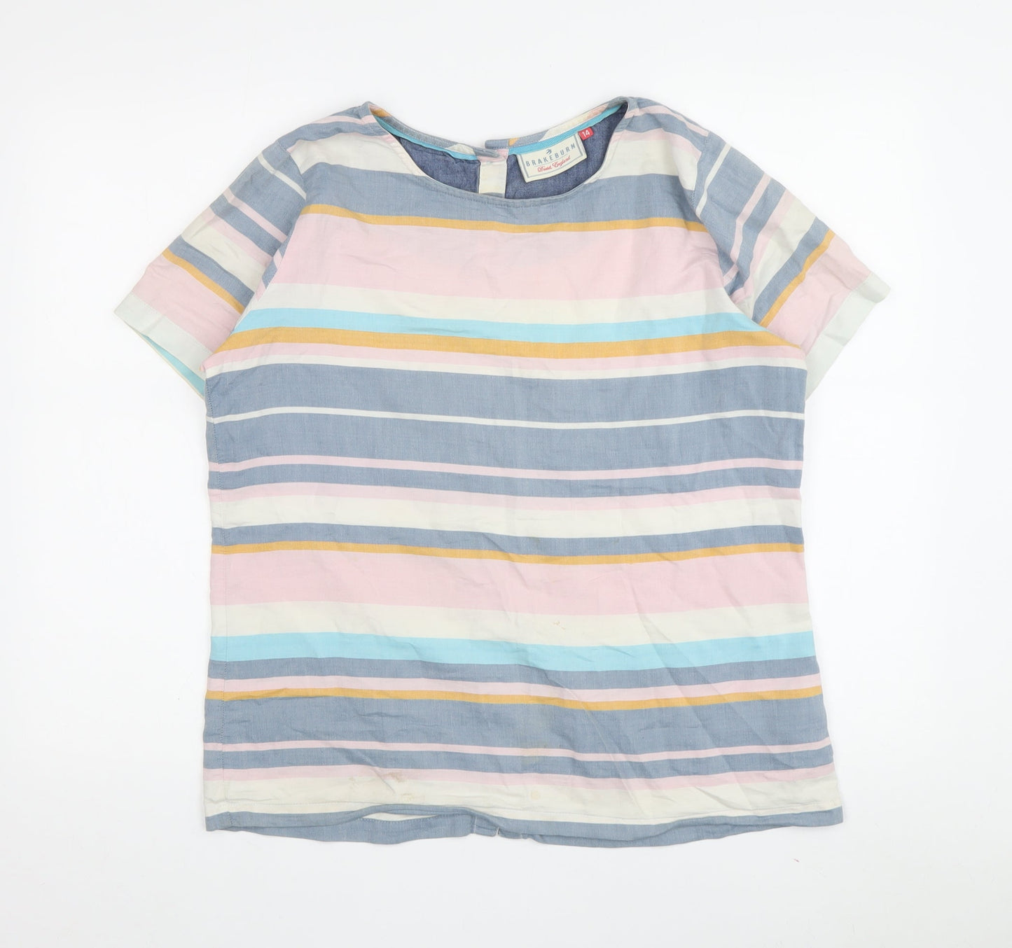 Womens UK Size 14 Brakeburn Multicoloured Basic T-Shirt