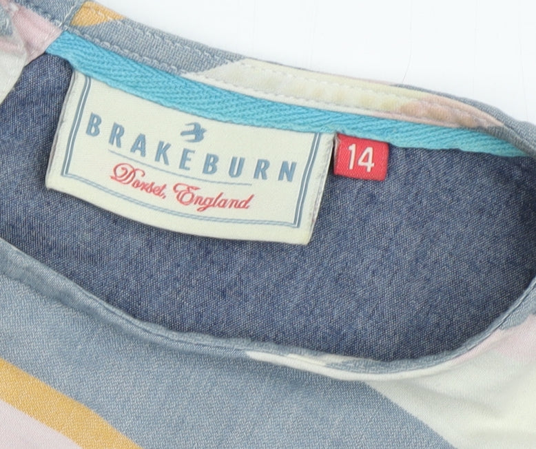 Womens UK Size 14 Brakeburn Multicoloured Basic T-Shirt