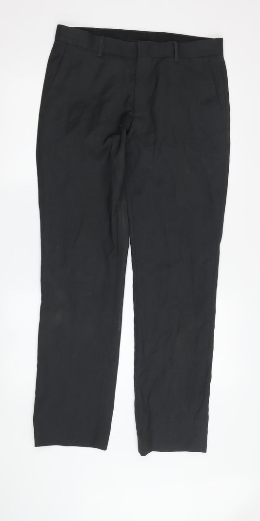 Topman Men's Black Dress Pants - Size 32, Regular Fit