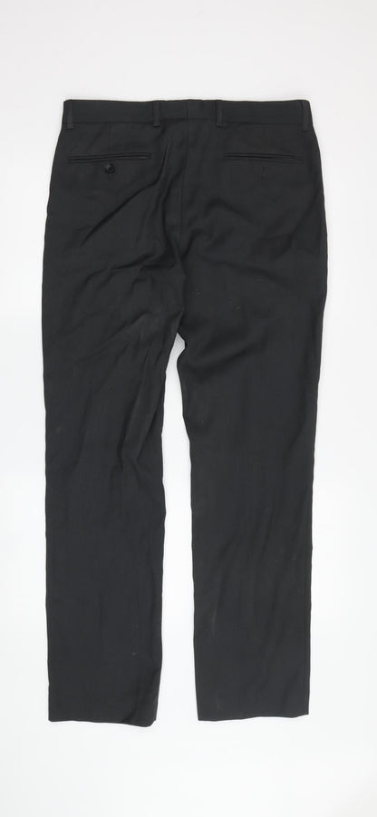 Topman Men's Black Dress Pants - Size 32, Regular Fit