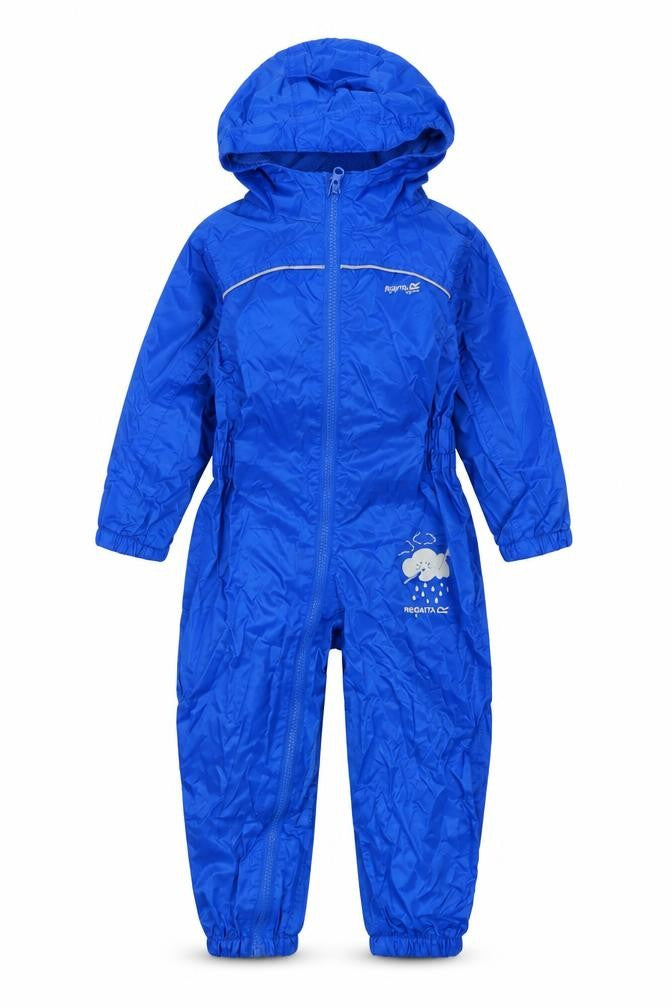 Front view of Regatta unisex toddler blue snowsuit 24 months