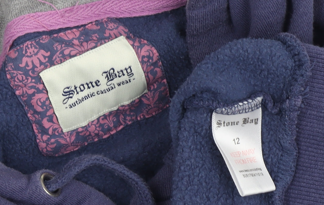 Stone Bay Women's Blue Hoodie, Size 12, Cotton Blend