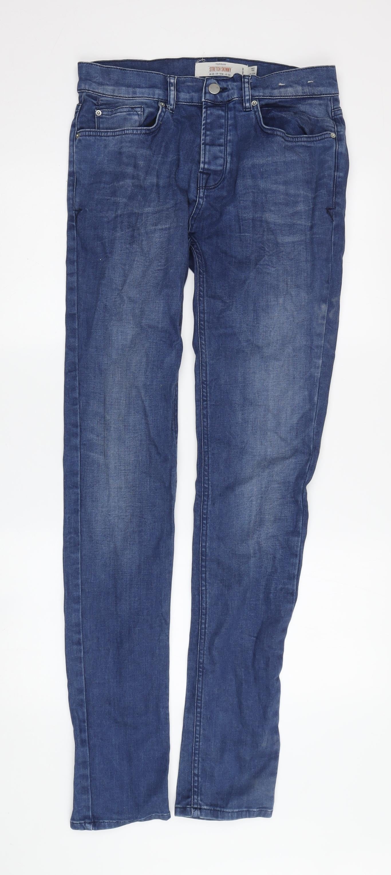 Mens UK Size 30 Topman Slim Fit Skinny Blue Jeans
