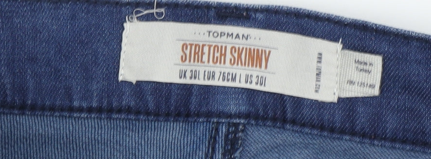 Mens UK Size 30 Topman Slim Fit Skinny Blue Jeans