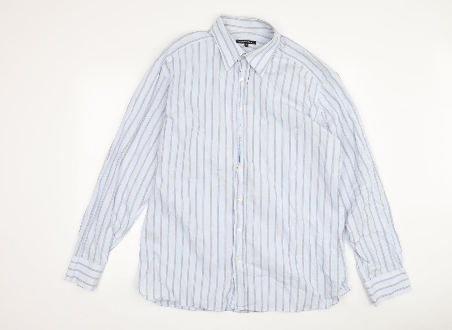 Mens UK Collar Size L Marks and Spencer Smart Blue  Dress Shirt