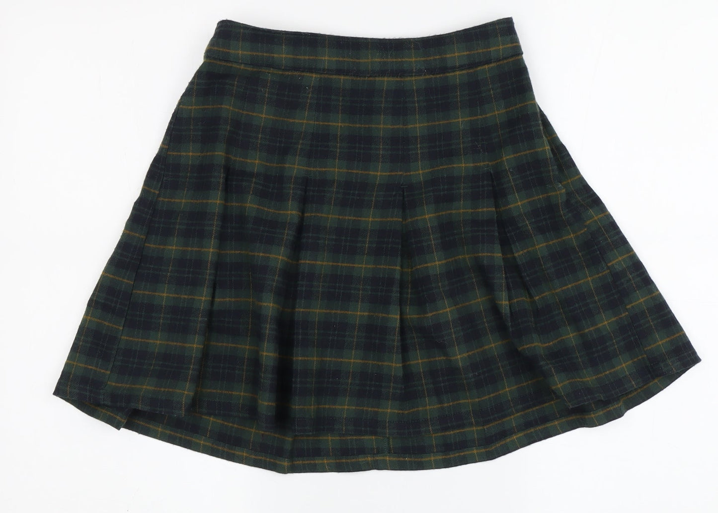 Hollister Women's Green Plaid Short Pleated Skirt XS