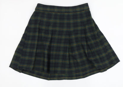 Hollister Women's Green Plaid Short Pleated Skirt XS
