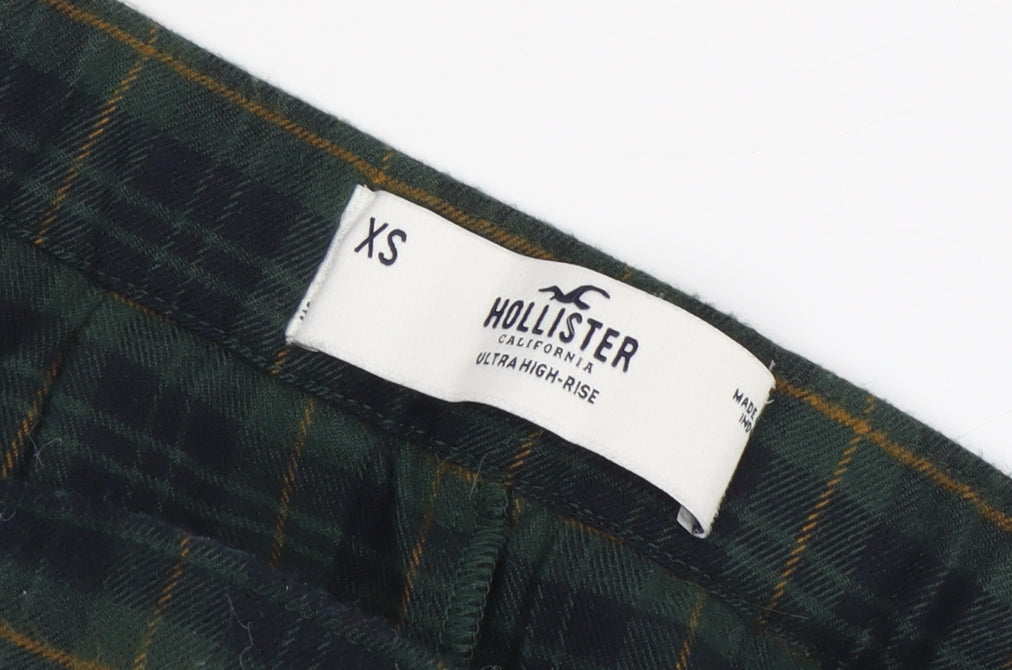 Hollister Women's Green Plaid Short Pleated Skirt XS