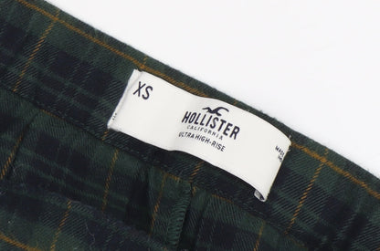 Hollister Women's Green Plaid Short Pleated Skirt XS