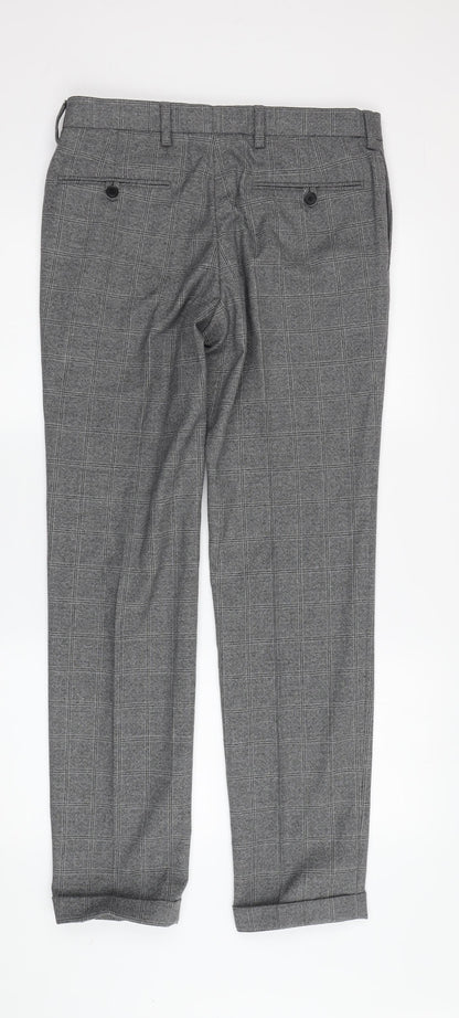 Next Men's Grey Check Trousers, 30in Waist, Workwear