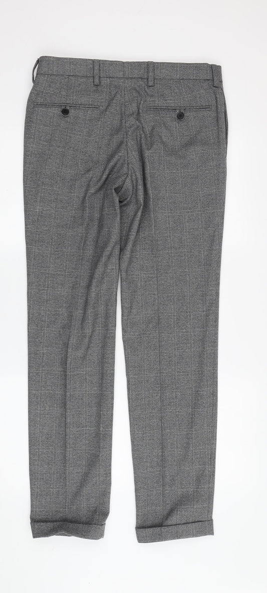 Next Men's Grey Check Trousers, 30in Waist, Workwear