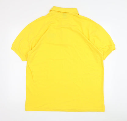 Palm Club Men's Yellow L Polo Shirt Casual Embroidered Logo