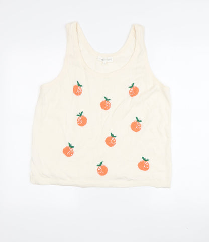 LOU & GREY Ivory Sleeveless Knit Vest L Women's Casual